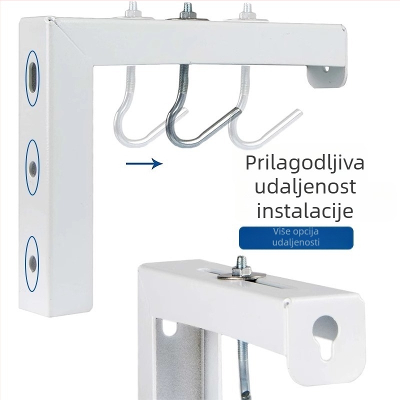 Držač za projekcijski ekran s L-oblikim produženjem na zidu i teleskopskim podešavanjem