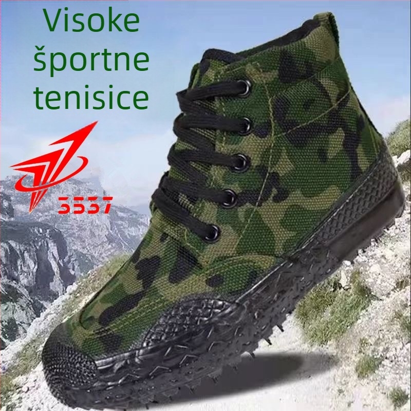 Planinarske cipele s kamuflažnim platnom, visokim gornjim dijelom, prednje vezivanje, anti-slip vulkanizirana gumena potplat