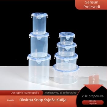 Okrugla prozirna plastična staklenka s hermetičkim zatvaranjem, kapaciteta 1–2 L, pogodna za mikrovalnu, za mlijeko u prahu i žitarice