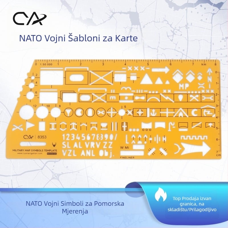 CYA 8353 Plastično pravokutno ravnalo s centimetarskim mjerenjem i otisnutim logom