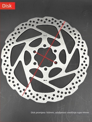 Rotor kočnice za bicikl — model 002, šifra proizvoda 001, mehaničko kočenje, tip: disk