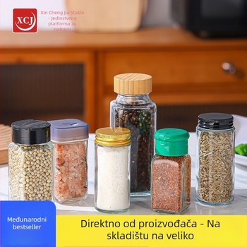 Staklena posuda za suhe začine s poroznim posipanjem i prašnim raspršivačem – XCJ, mogućnost tlače loga