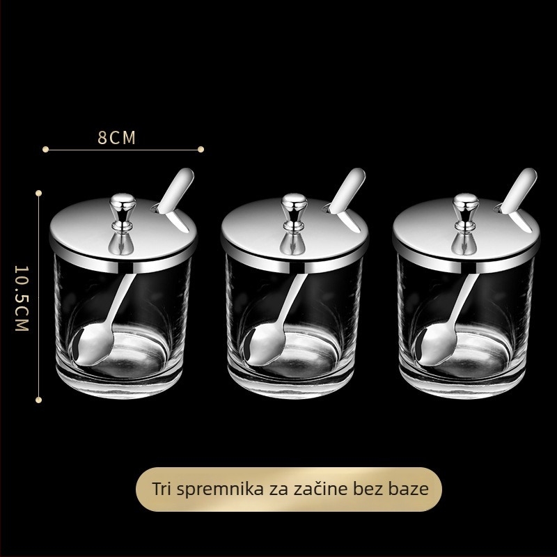 Set posuda za začine od 304 nehrđajućeg čelika za čvrste začine, moguć tisk logotipa, prilagodljiva kuhinjska staklenka, moderni minimalistički dizajn