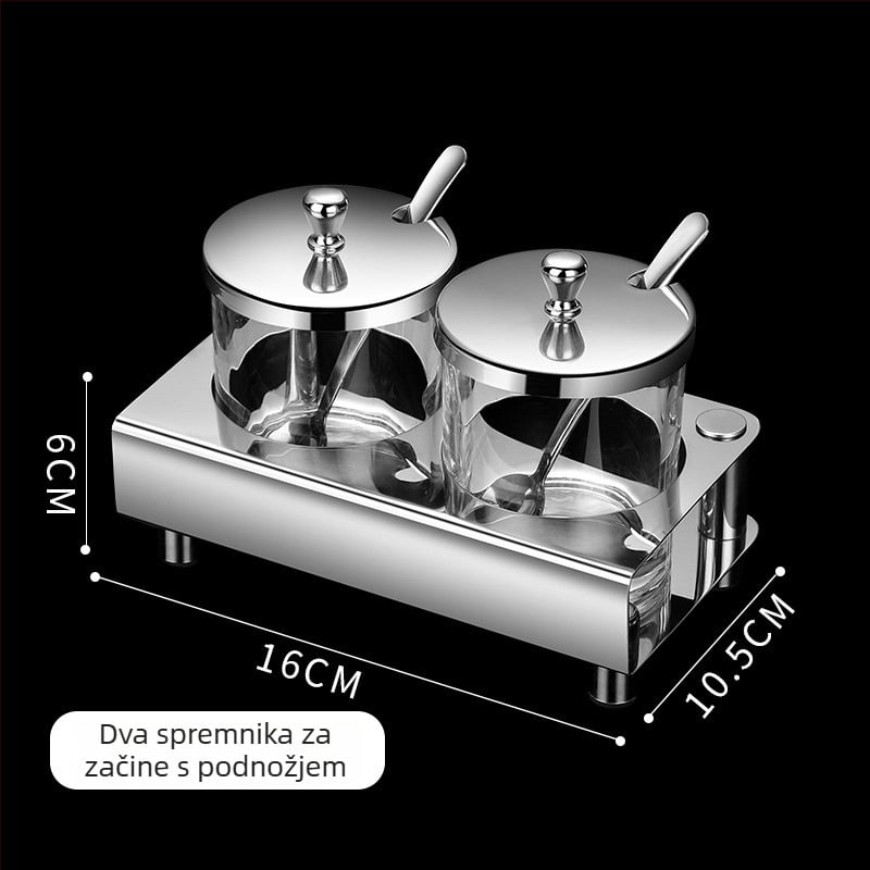 Set posuda za začine od 304 nehrđajućeg čelika za čvrste začine, moguć tisk logotipa, prilagodljiva kuhinjska staklenka, moderni minimalistički dizajn