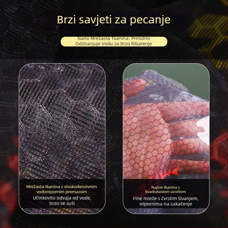 Glava mreže za ribolov od aluminijskog legura, promjer otvora mreže 35 mm, dubina mreže 26 cm, tanke mrežne oči, ne skuplja