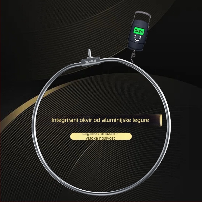 Glava mreže za ribolov od aluminijskog legura, promjer otvora mreže 35 mm, dubina mreže 26 cm, tanke mrežne oči, ne skuplja