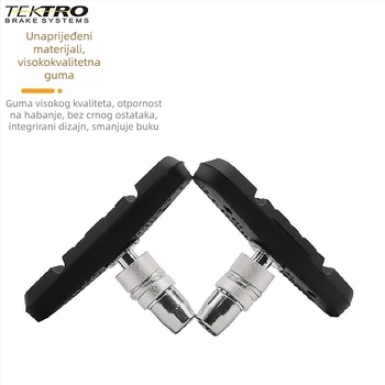 TEKTRO Yanhao biciklistička kočiona pločica, model 836.12V, clip-on ugradnja, tiha, otporna na habanje, za aluminijski obod