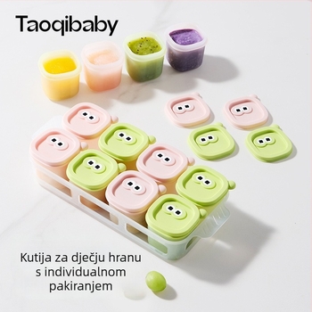 Taoqibaby kutija za pohranu dječje hrane sa silikonskim kalupom, 8 komada, zamrzivački odjeljak, za pire od mesa