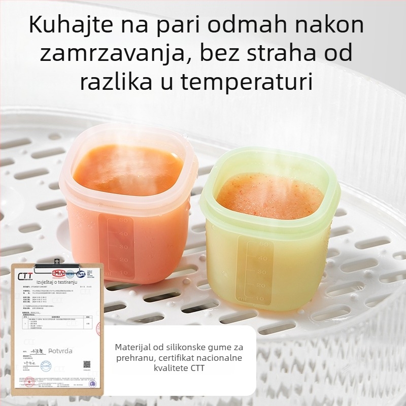 Taoqibaby kutija za pohranu dječje hrane sa silikonskim kalupom, 8 komada, zamrzivački odjeljak, za pire od mesa