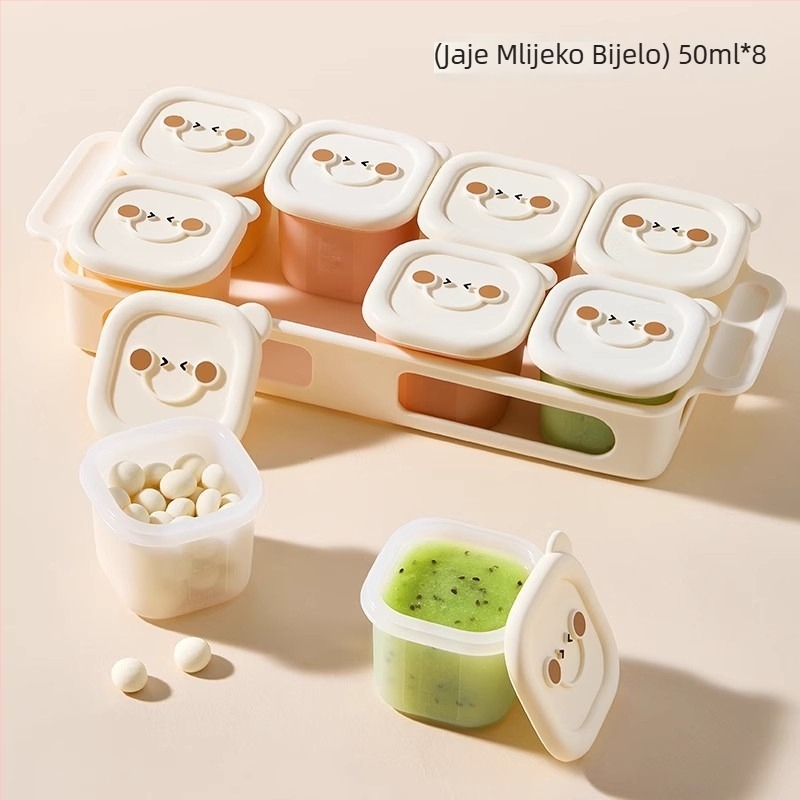 Taoqibaby kutija za pohranu dječje hrane sa silikonskim kalupom, 8 komada, zamrzivački odjeljak, za pire od mesa