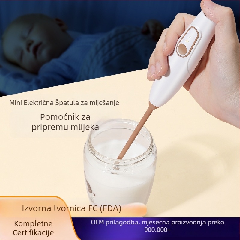 Ručni bežični električni mikser za prah mlijeka i kakaa, šlaganje, kompaktan i prijenosan, PP materijal, prilagodljiv