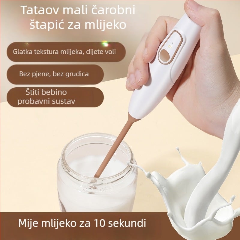 Ručni bežični električni mikser za prah mlijeka i kakaa, šlaganje, kompaktan i prijenosan, PP materijal, prilagodljiv