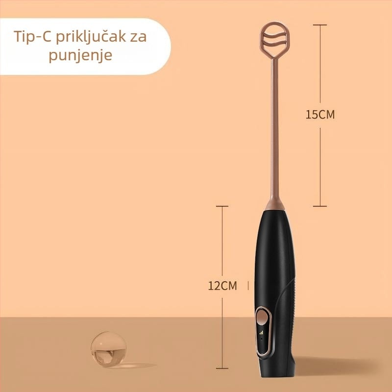 Ručni bežični električni mikser za prah mlijeka i kakaa, šlaganje, kompaktan i prijenosan, PP materijal, prilagodljiv