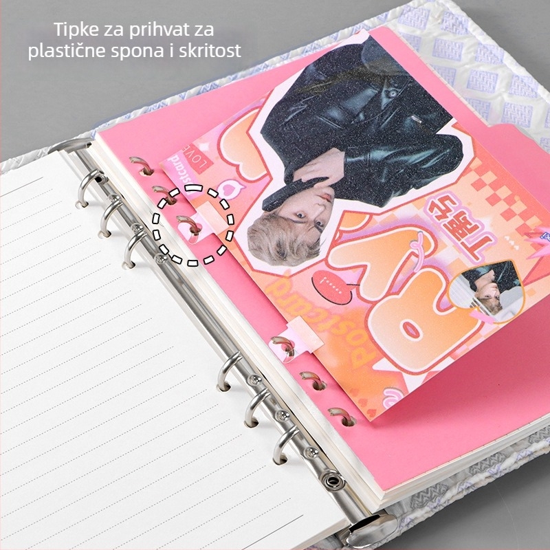 PET obruč za dnevnik s kružnim otvorom, samoljepiva pozadina — dodatak za organizaciju bilježnica i DIY modifikacije