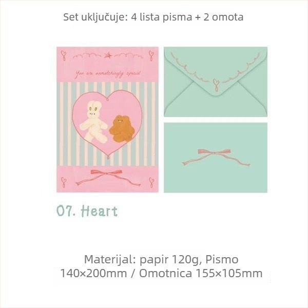 Set uredskih materijala s slatkim crtićanim ilustracijama životinja za ljubavna pisma; uključuje omotnice i papir za pisanje; Stil omotnice: kineski stil omotnice; Uvoz: Ne; Poklon: Ne; IP odobrenje: Ne