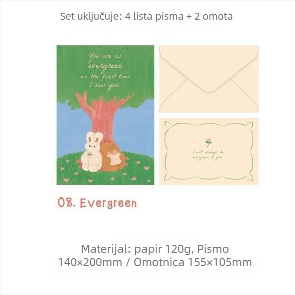 Set uredskih materijala s slatkim crtićanim ilustracijama životinja za ljubavna pisma; uključuje omotnice i papir za pisanje; Stil omotnice: kineski stil omotnice; Uvoz: Ne; Poklon: Ne; IP odobrenje: Ne