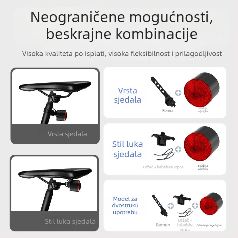 Zadnje svjetlo za bicikl s projekcijom i prilagodljivim uzorkom, LED svjetlo, 500 mAh, 2W, 360° okret