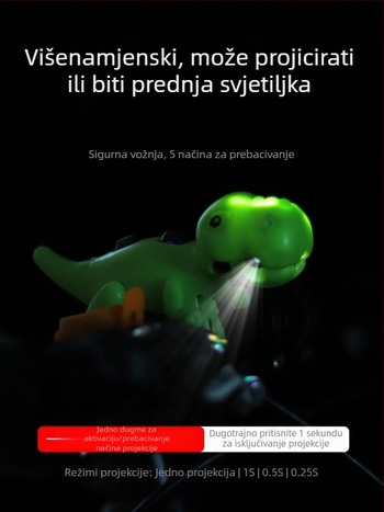 USB punjivo prednje svjetlo za djecu bicikl s dinamičkom projekcijom crtića i ugrađenim klaksonom za noćnu vožnju, kompatibilno s trotinetima i balans biciklima