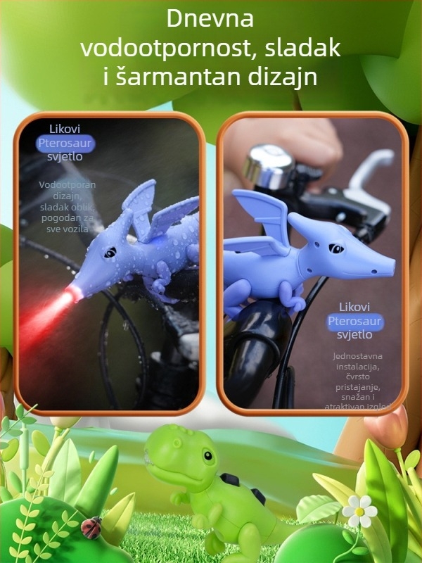 USB punjivo prednje svjetlo za djecu bicikl s dinamičkom projekcijom crtića i ugrađenim klaksonom za noćnu vožnju, kompatibilno s trotinetima i balans biciklima