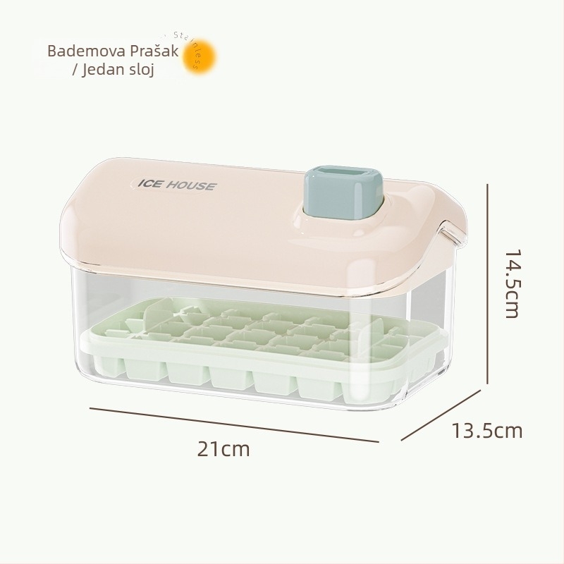 Posuda za led s velikim kapacitetom, prehrambene kvalitete, kućna upotreba, s poklopom, jednim gumbom za proizvodnju leda, jednostavno vađenje iz kalupa, pogodna za DIY dječju hranu