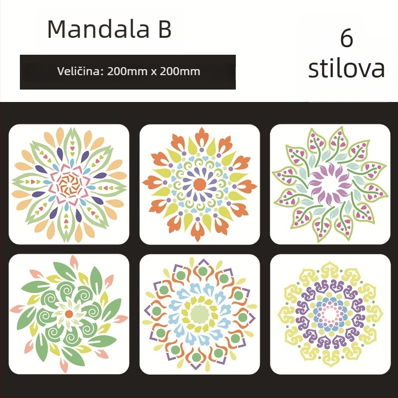 Mandala kamena ploča za slikanje s šablonom izreza cvijeta Datura - PET materijal, Marka: Four Seasons Pomelo, IP odobrenje: Ne, Uvoz: Ne
