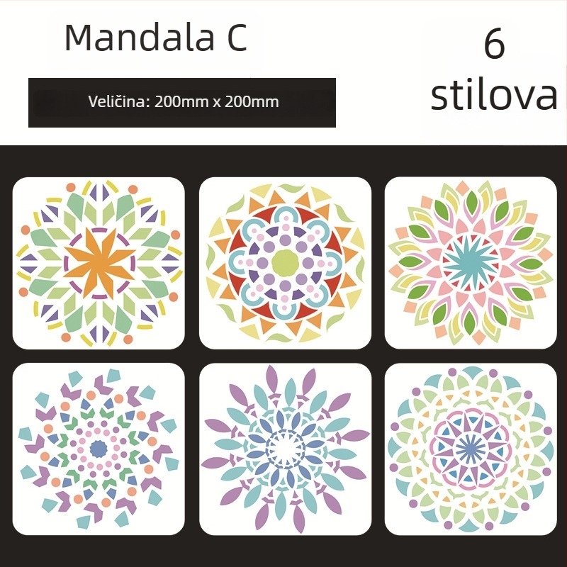 Mandala kamena ploča za slikanje s šablonom izreza cvijeta Datura - PET materijal, Marka: Four Seasons Pomelo, IP odobrenje: Ne, Uvoz: Ne