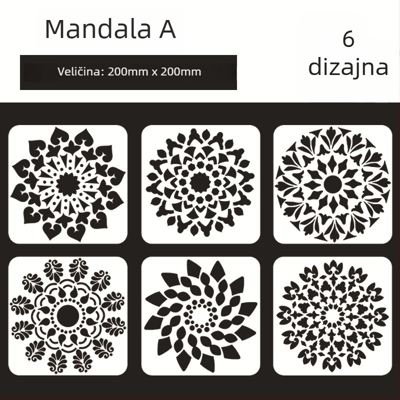 Mandala kamena ploča za slikanje s šablonom izreza cvijeta Datura - PET materijal, Marka: Four Seasons Pomelo, IP odobrenje: Ne, Uvoz: Ne