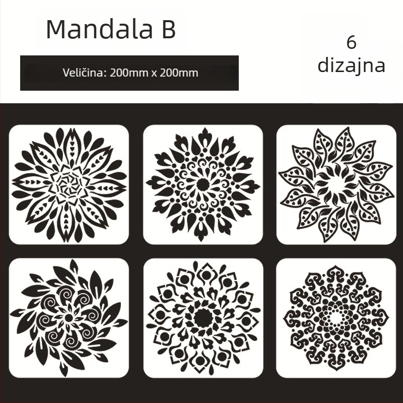 Mandala kamena ploča za slikanje s šablonom izreza cvijeta Datura - PET materijal, Marka: Four Seasons Pomelo, IP odobrenje: Ne, Uvoz: Ne