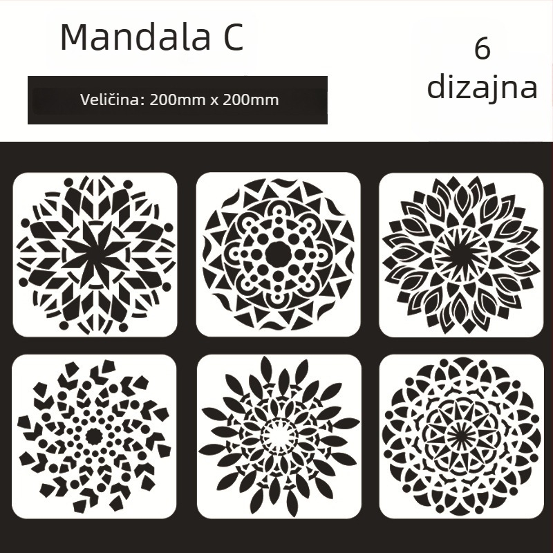 Mandala kamena ploča za slikanje s šablonom izreza cvijeta Datura - PET materijal, Marka: Four Seasons Pomelo, IP odobrenje: Ne, Uvoz: Ne