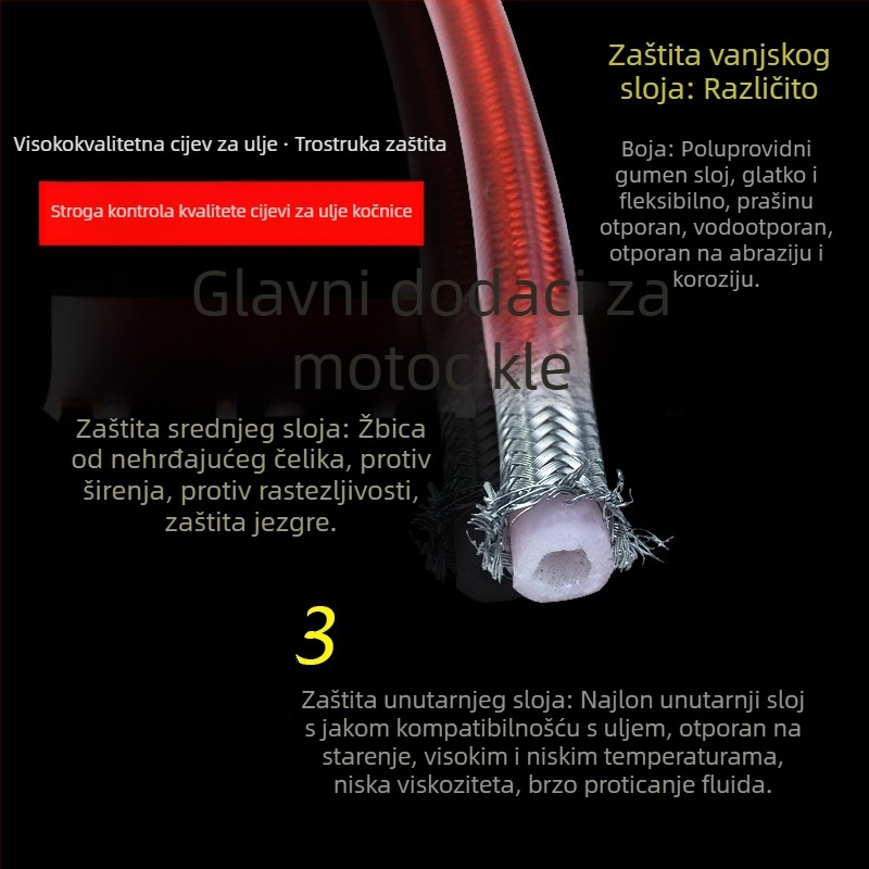 Moorer 0008 hidraulični cijev kočnice za prednje i stražnje disk kočnice, visokotlačna čelična opletena