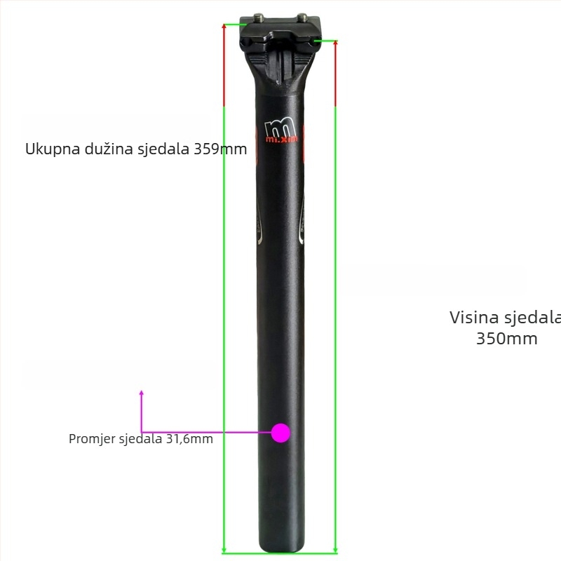 Sjedalna cijev za bicikl Mi.xim/Miximo Luxe, aluminijska legura, kompatibilna s planinskim biciklima, prilagodljiva