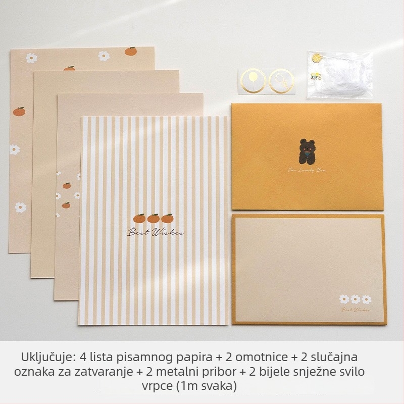 Set papira za pisanje i kuverti, model XZ006, stil kovert, Senyu Leaf — spremno za darion