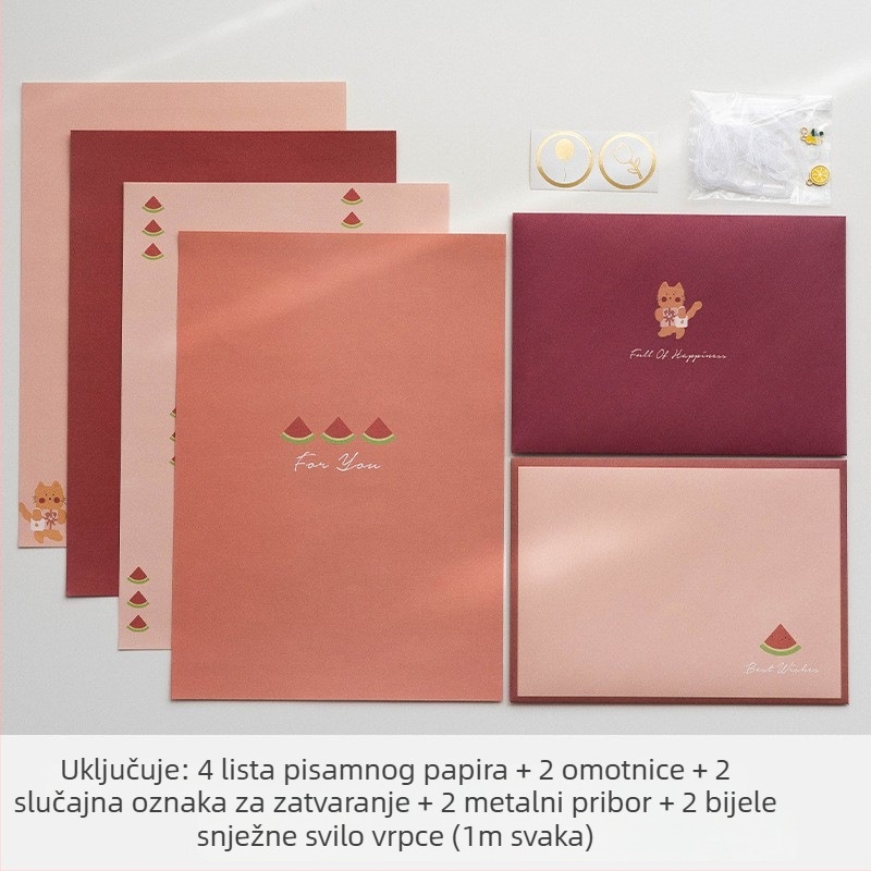 Set papira za pisanje i kuverti, model XZ006, stil kovert, Senyu Leaf — spremno za darion