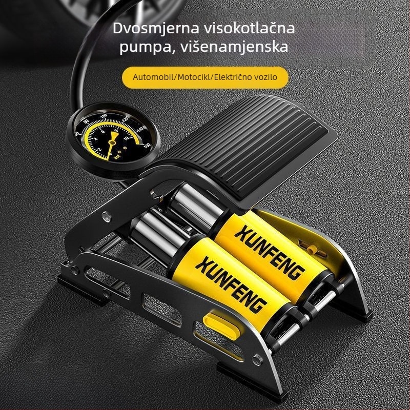 Pedalna pumpa za automobilsku gumu s digitalnim zaslonom, 240V, 220W, više od dva cilindra, svjetlo upozorenja