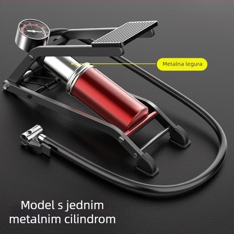 Pedalna pumpa za automobilsku gumu s digitalnim zaslonom, 240V, 220W, više od dva cilindra, svjetlo upozorenja