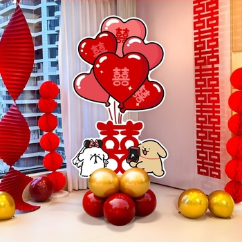 Vjenčani dekorativni set s Xi linijom i KT pločom stupa za balon; Materijal: svilenkaste cvjetovi; Šifra artikla: F999J559695S77; Značka: Hongyuan