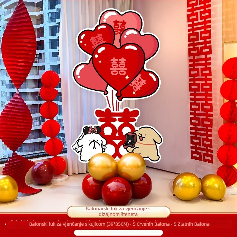 Vjenčani dekorativni set s Xi linijom i KT pločom stupa za balon; Materijal: svilenkaste cvjetovi; Šifra artikla: F999J559695S77; Značka: Hongyuan