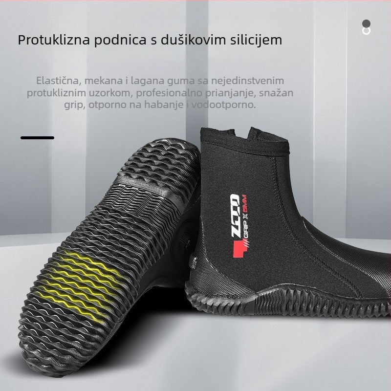 Cipele za plovidbu rijekom s neoprenom na gornjem dijelu, bočnim zatvaračem, protukliznom otporna gumena potplata, srednja visina, vulkanizirana potplata