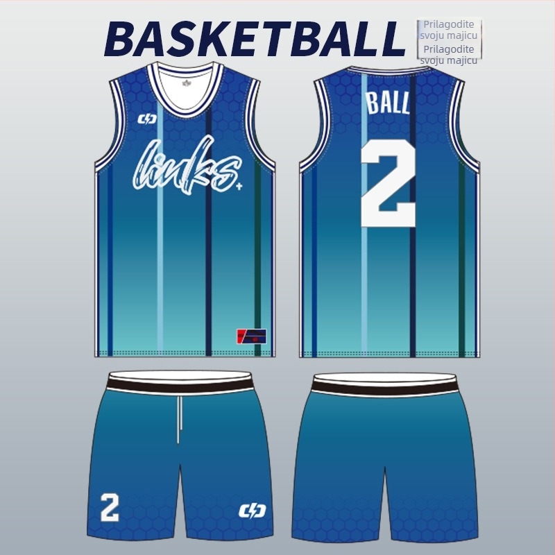 Set dresova za košarku, bez rukava, brzo sušeći, sublimacijski tisak, unisex odrasli, poliester