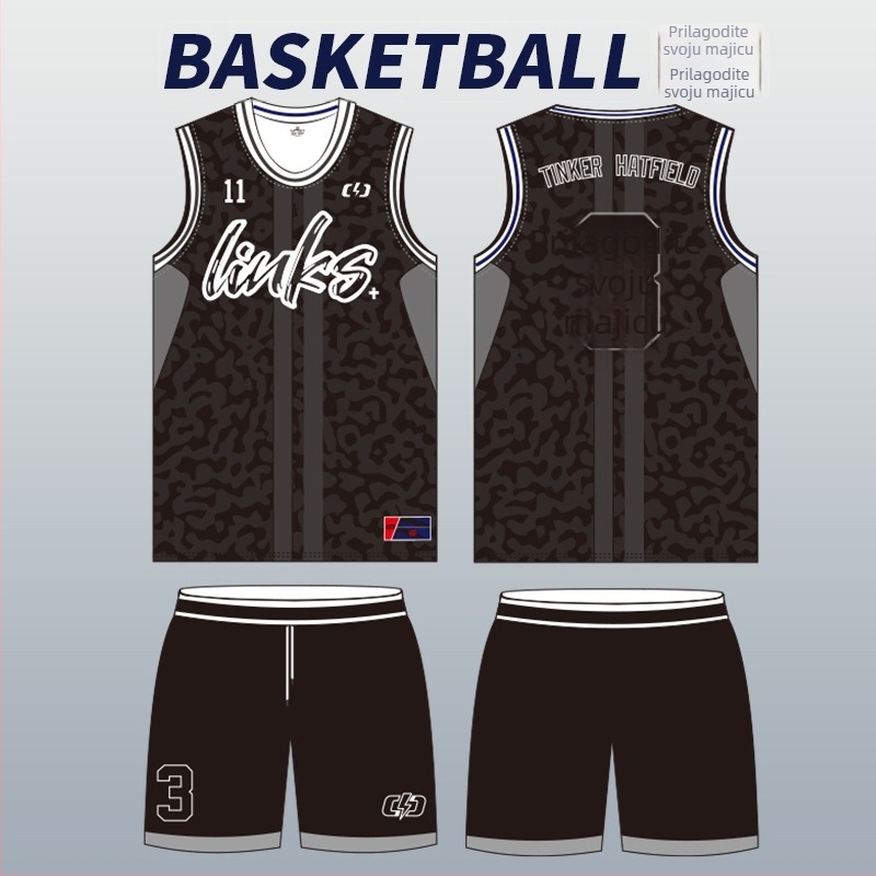 Set dresova za košarku, bez rukava, brzo sušeći, sublimacijski tisak, unisex odrasli, poliester
