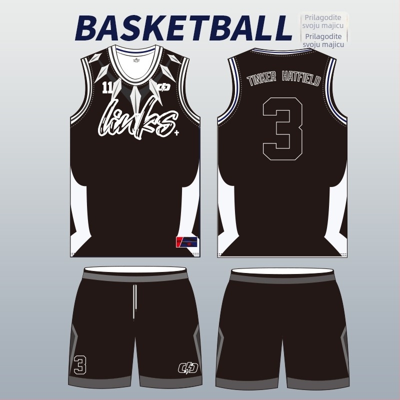 Set dresova za košarku, bez rukava, brzo sušeći, sublimacijski tisak, unisex odrasli, poliester