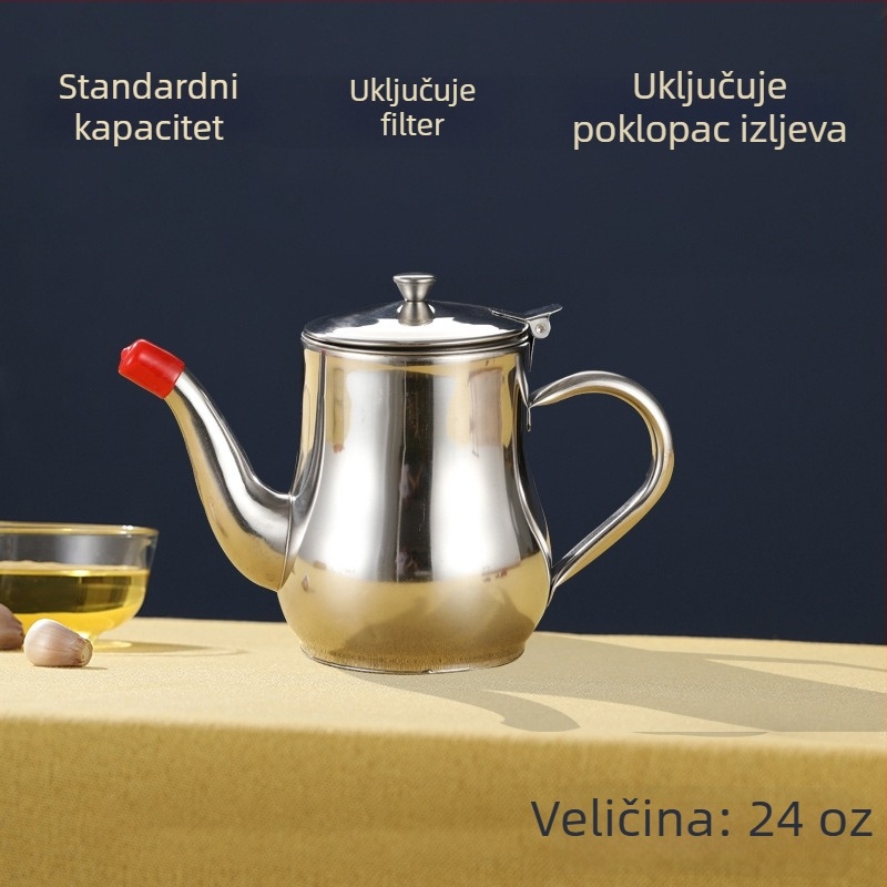 Nerđajuća čelična posuda za filtriranje ulja s cjedilom – otporna na prolijevanje, posuda za sojin umak i začine, višenamjenska posuda za ulje