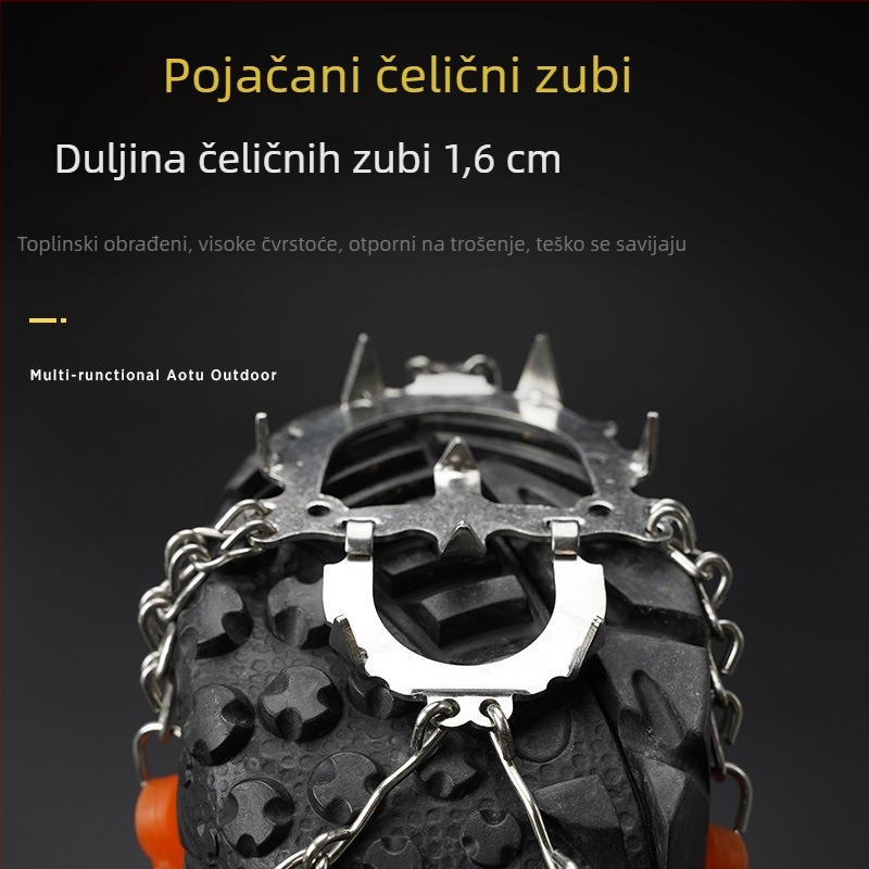 AOTU Krampone s 12 zubića, potkovastog oblika, nehrđajući čelik, za vanjsku upotrebu na ledu i snijegu, model AT8605