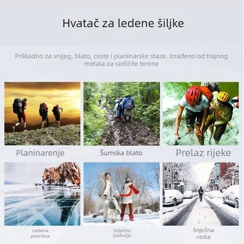 Silikonske protisklizne navlake za cipele s krampama — Materijal: silikon + tkanine; Pogodno za vanjske sportove, planinarenje, penjanje, putovanja; Pakiranje: 120 pari