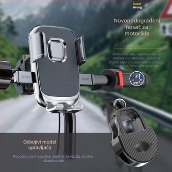 Univerzalni držač za telefon za bicikl, električni bicikl i motocikl, s rotirajućom navigacijskom nosačem i automatskim zaključavanjem