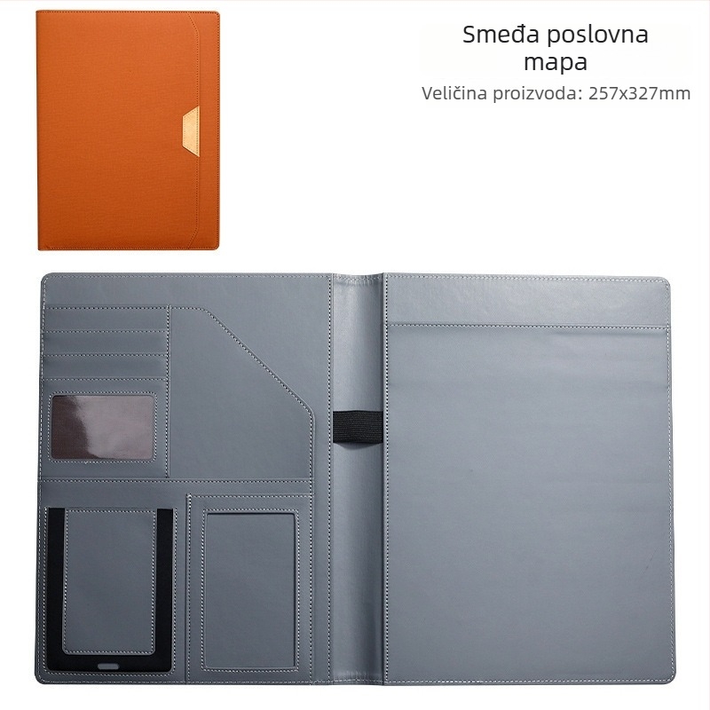 PU kožni A4 dokument folder – Višenamjenski poslovni folder za pregovore i ugovore, s čvrstim jednoplošnim klipom, veličina klipa 123 mm, debljina ploče 2 mm, stražnja širina 257×327 mm