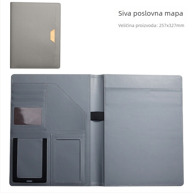 PU kožni A4 dokument folder – Višenamjenski poslovni folder za pregovore i ugovore, s čvrstim jednoplošnim klipom, veličina klipa 123 mm, debljina ploče 2 mm, stražnja širina 257×327 mm
