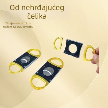 Dvostruki rezač za cigare — Lijunshi, nehrđajući čelik, elektroplatirana površina, jednostavan dizajn