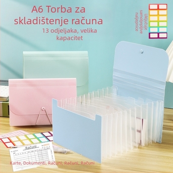 A6 mini akordeonska mapa s 13 pretinaca, PP materijal, prilagodba, ispis logotipa (Model sy241226)