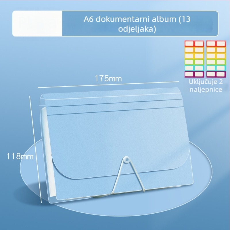 A6 mini akordeonska mapa s 13 pretinaca, PP materijal, prilagodba, ispis logotipa (Model sy241226)
